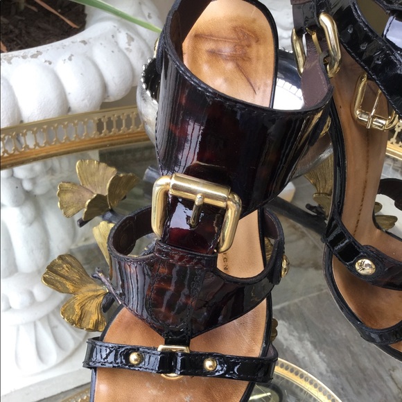 Giuseppe Zanotti Black and Gold Heels - Picture 5 of 11